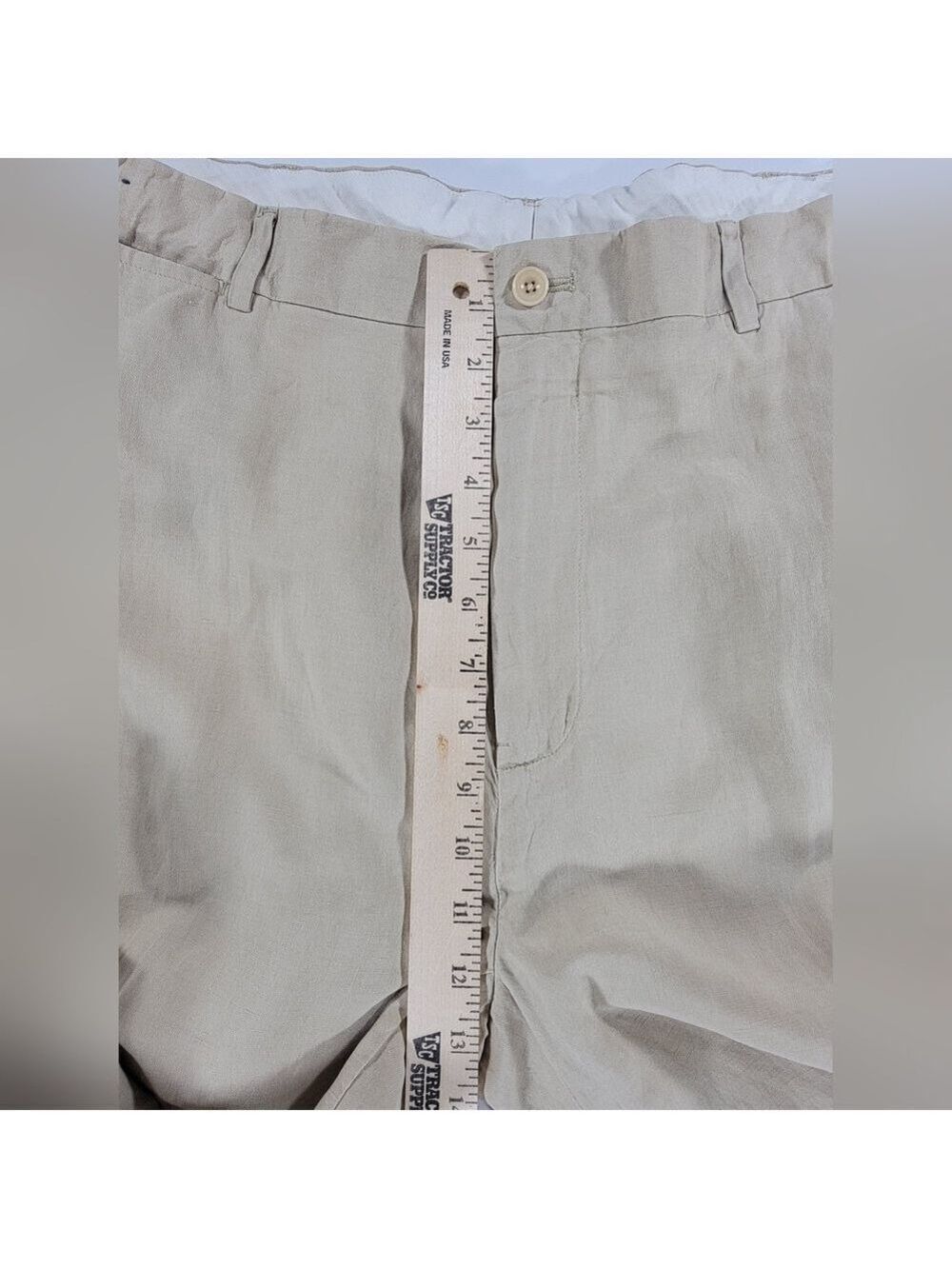 Vintage Polo Ralph Lauren Linen Silk Pants Tan Beige Mens 38x30 Flat Front Chino - Picture 11 of 12